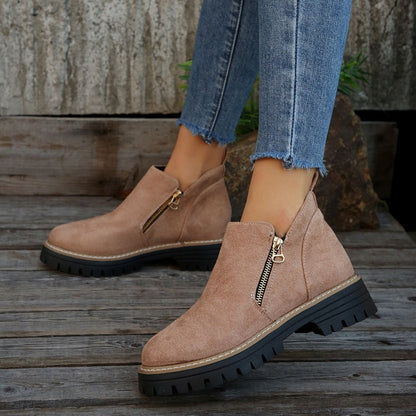 Bootara Women's Metro Chelsea Boots - Side-Zip Suede Ankle Boots with Chunky Heel (US 5-10.5)