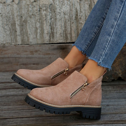 Bootara Women's Metro Chelsea Boots - Side-Zip Suede Ankle Boots with Chunky Heel (US 5-10.5)