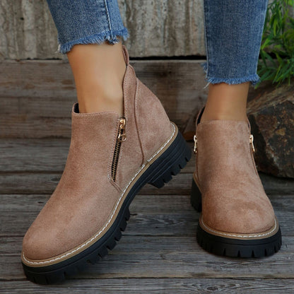 Bootara Women's Metro Chelsea Boots - Side-Zip Suede Ankle Boots with Chunky Heel (US 5-10.5)