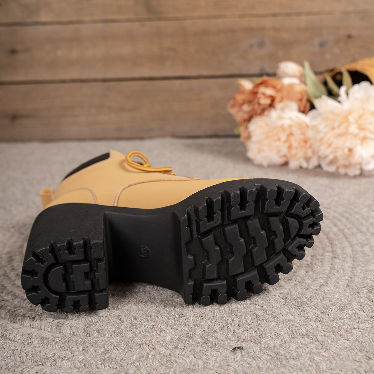 Bootara Women's Cowhide Metropolitan Combat Boot - Waterproof Block Heel Ankle Boots with Extended Sizes (US 4-10) & Commuter-Ready Traction